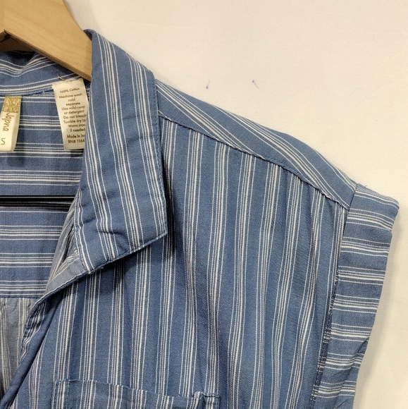 Japna Stripped Shirt Dress Women's S Blue Boho Retro 90s Y2K Casual Beach - Picture 3 of 10